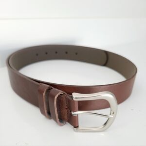 Time and Tru Womens Double Loop Harness Belt Brown Size XL (47") Silver Buckle